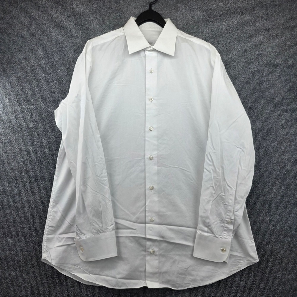 Brioni Mens White Cotton Poplin Dress Shirt Made in Italy Size 44/17.5